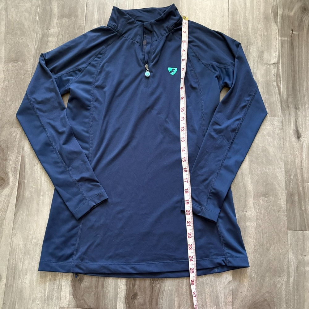Aubrion Navy Blue‎ 1/4 Zip Long Sleeve Equestrian Base Layer Riding Top Medium - Picture 9 of 10